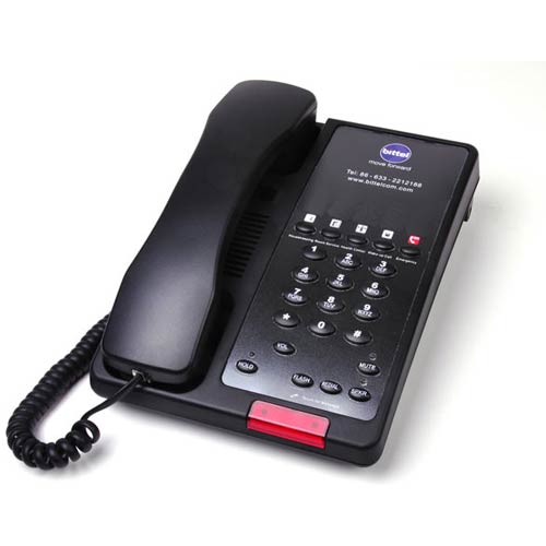 Bittel 38AS 5B Black Single Line Hotel Phone w/ 5 Guest Service Buttons and Speakerphone