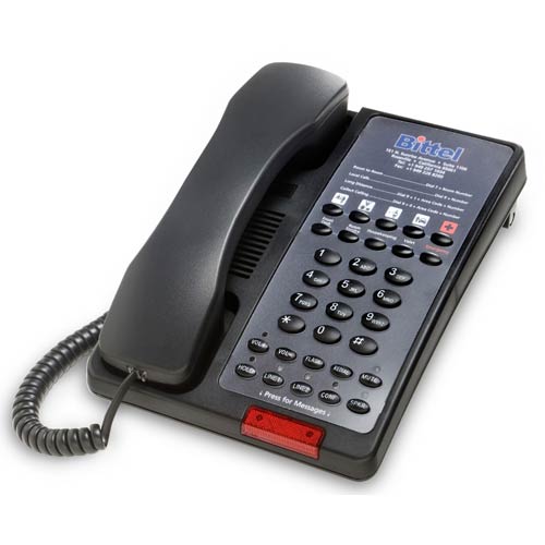 Bittel 38B2S 10B Black Two Line Hotel Telephone w/ 10 Guest Service Buttons and Speakerphone