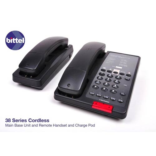 Bittel 38DCTS 5B Black Single Line 1.9 GHz Dect Cordless Phone w/ 5 Guest Service Buttons and Speakerphone