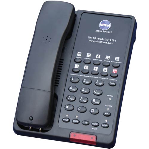 Bittel 38DCT CID 10SB Black Single Line 1.9 GHz DECT Cordless Phone w/ 10 Guest Service Buttons, Caller ID, and Speakerphone