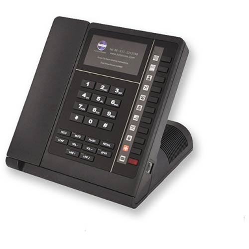 Bittel UNOMS B Black Single Line Hospitality Phone w/ Speakerphone (Plastic Overlay)