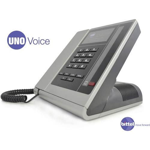 Bittel UNOAS S Silver Single Line Hospitality Phone w/ Speakerphone (Plastic Overlay)