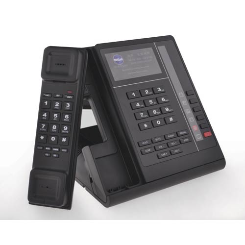 Bittel UNODSS 2 5B Black Cordless 1.9GHz DECT 2-Line Hospitality Phone w/ 5 Guest Service Buttons and Speakerphone (Plastic Overlay)