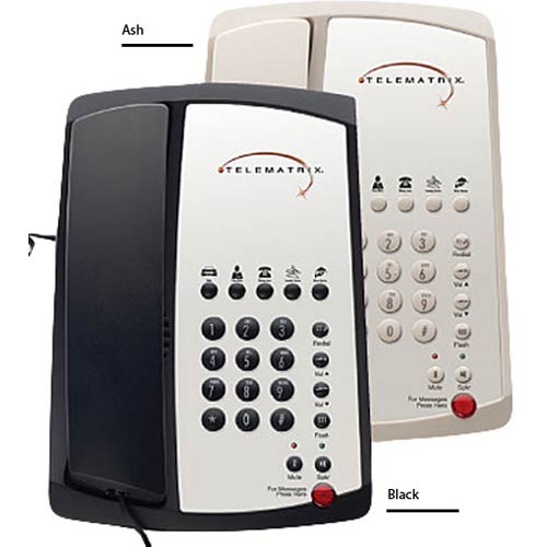 Telematrix 3100MWD5 B Single-Line Hospitality Speakerphone with 5 Guest Service Buttons - Black