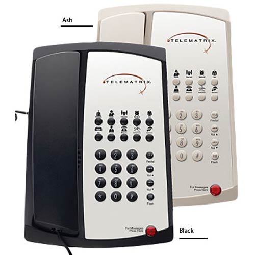 Telematrix 3100MW10 B Single-Line Hospitality Hospitality Phone with 10 Guest Service Buttons - Black