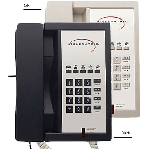 Telematrix 3300MW5 B Single-Line Hospitality Phone with 5 Guest Service Buttons - Black