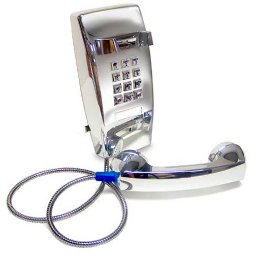 Asimitel 2554 CP-A32 All-Chrome Touch-Tone Wall-Mount Telephone with Armored Cord