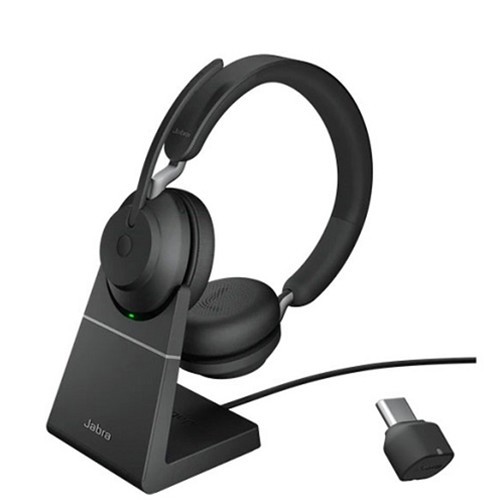 Jabra Evolve2 65 Wireless Headset Link 380c UC Stereo with Stand - Black