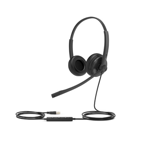Yealink UH34 Dual UC USB Wired Headset with Leather ear cushion, Black