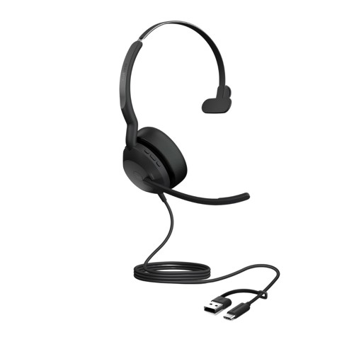 Jabra Evolve2 50 USB C/A - UC - Mono, Black, On the ear, One Ear, Mono, USB