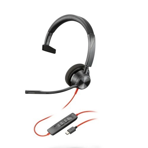 HP Poly Blackwire 3310 Monaural USB-C Headset +USB-C/A Adapter