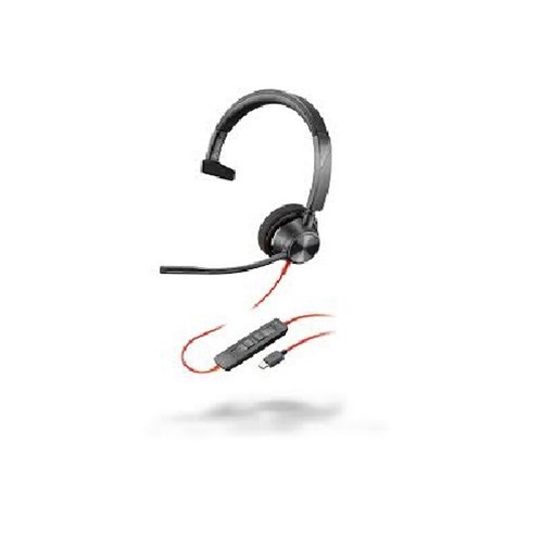 HP Poly Blackwire 3310 Monaural Microsoft Teams Certified USB-C Headset +USB-C/A Adapter