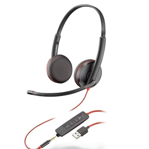 Hp Poly Blackwire 3225 Stereo USB-C Headset +3.5mm Plug +USB-C/A Adapter
